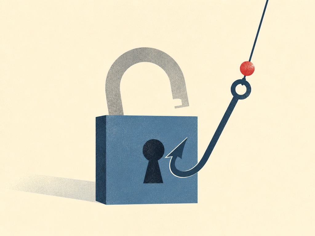 A padlock opened by a fishing-hook key